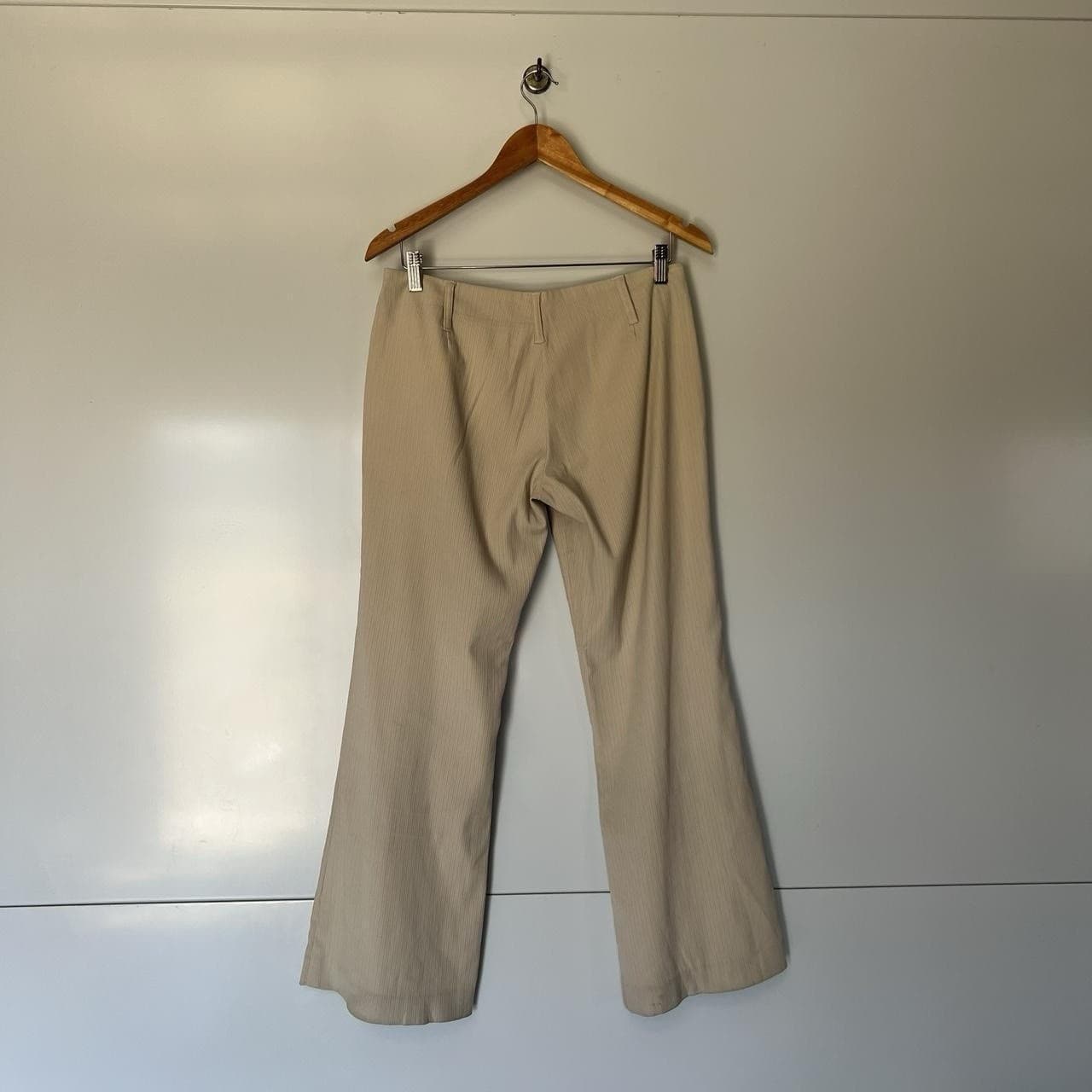 Vintage Wet Seal Beige Low Rise Pants 12 Wide Leg Herringbone Y2K Streetwear — photo 6 of 8