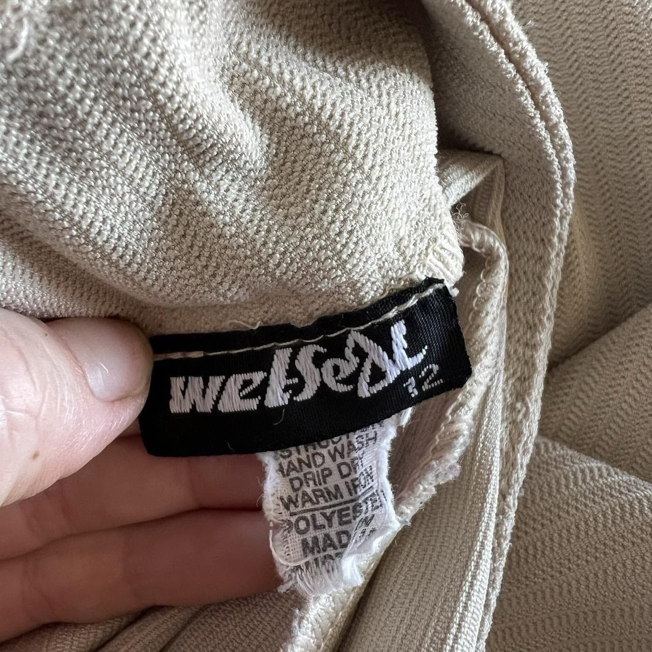 Vintage Wet Seal Beige Low Rise Pants 12 Wide Leg Herringbone Y2K Streetwear — photo 8 of 8