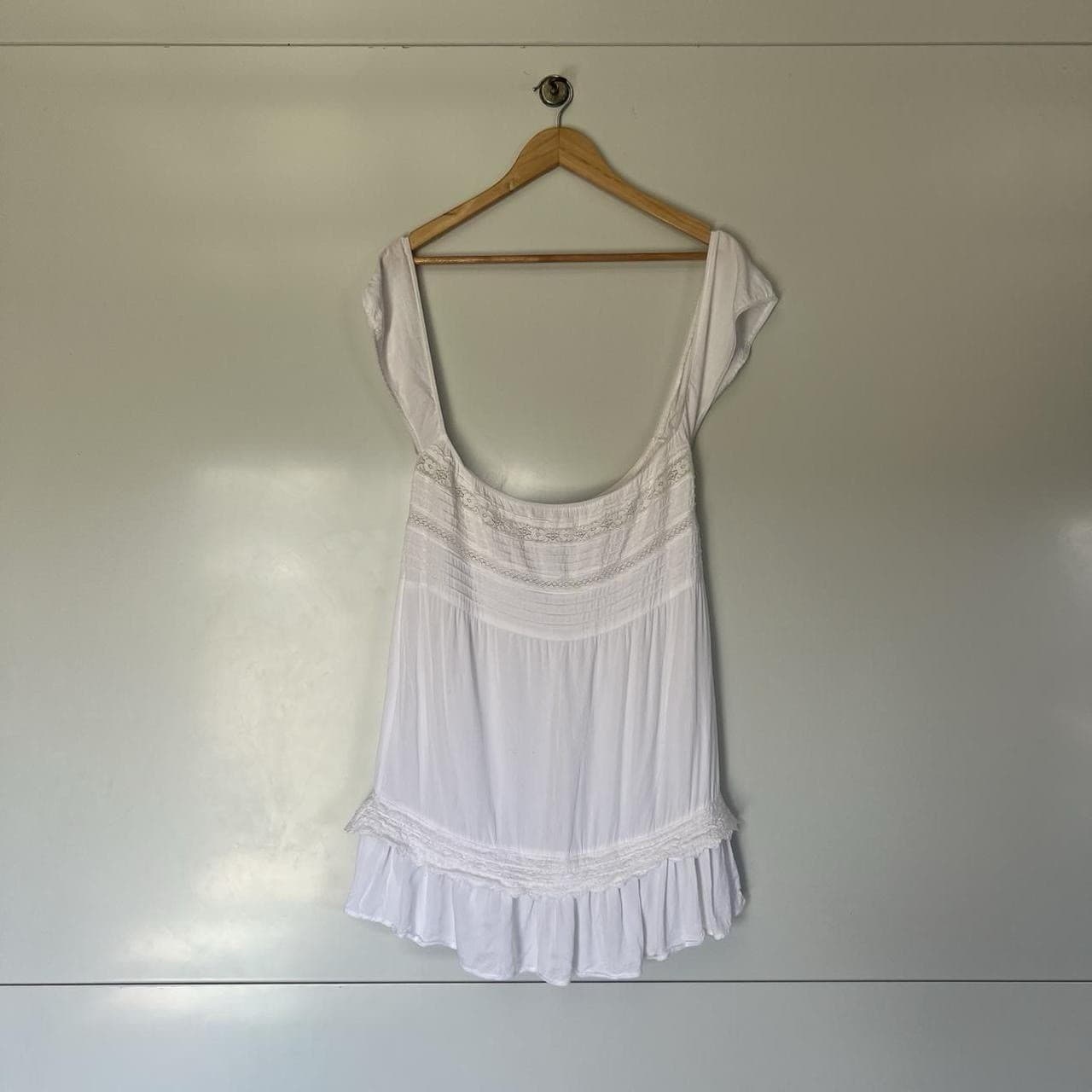 Auguste the Label White Lace Off Shoulder Micro Mini Dress Longline Top 10 Boho — photo 3 of 8