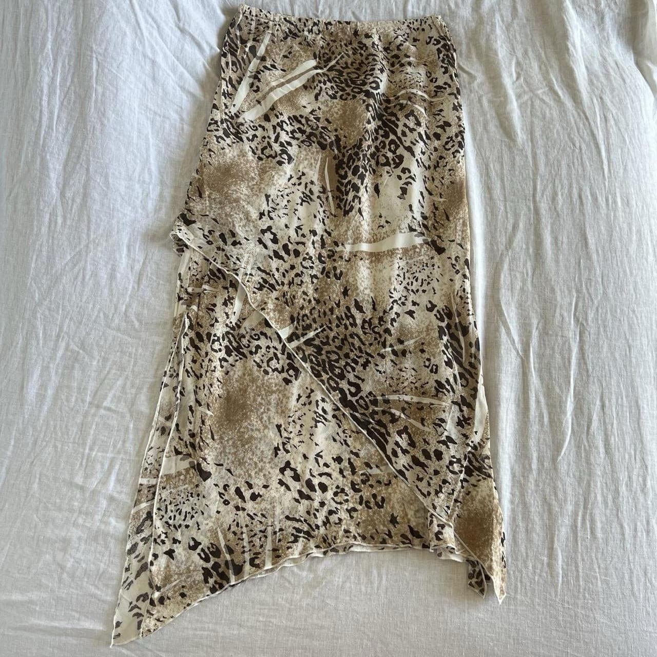 Animale Vintage Leopard Midi Skirt M Viscose Asymmetric Handkerchief Mesh Y2K — photo 1 of 8