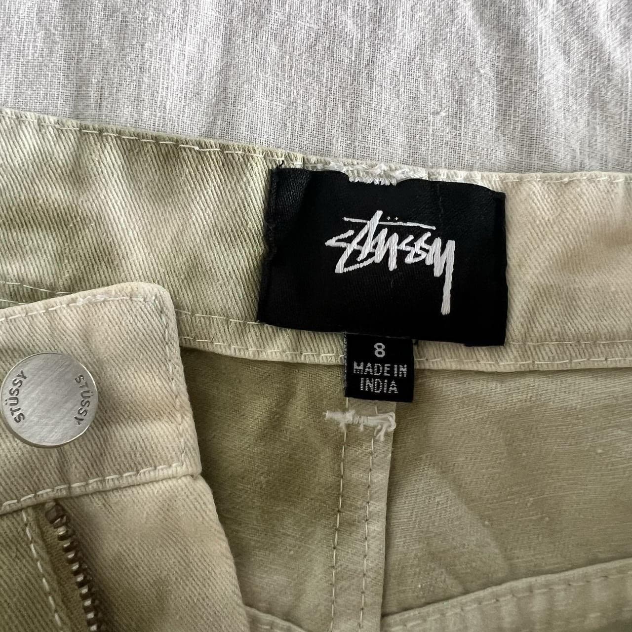 Stussy Floyd Pants 8 Green Tie Dye Cotton Denim Jeans Straight Leg Y2K Skate — photo 3 of 8