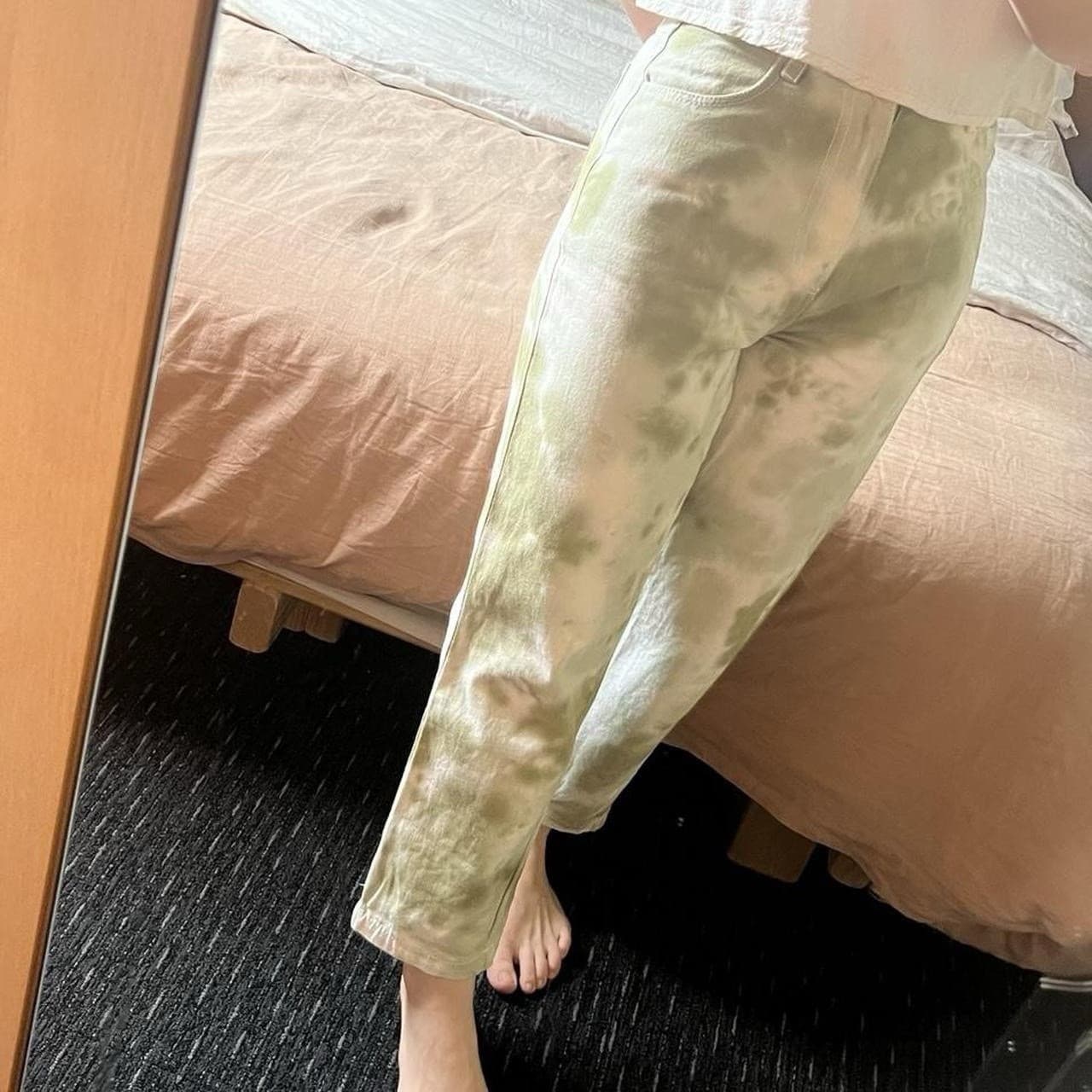 Stussy Floyd Pants 8 Green Tie Dye Cotton Denim Jeans Straight Leg Y2K Skate — photo 8 of 8