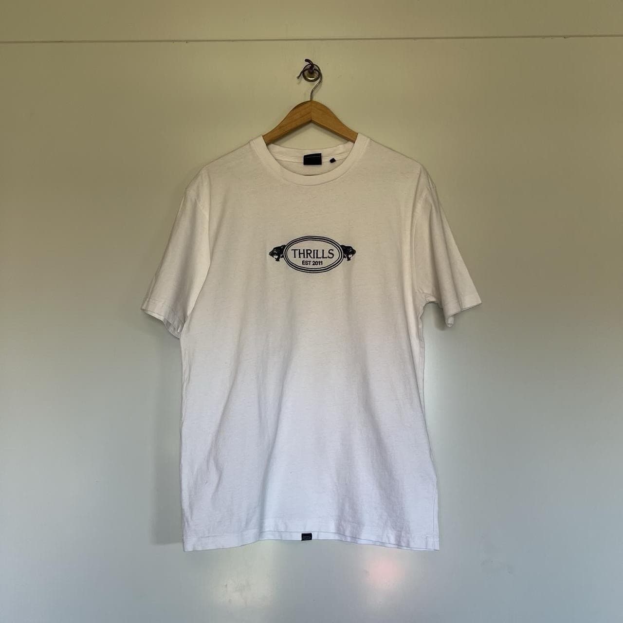 Thrills Co White Organic Cotton T Shirt XS Relaxed Boxy Panther Logo Skate Tee — photo 2 of 8