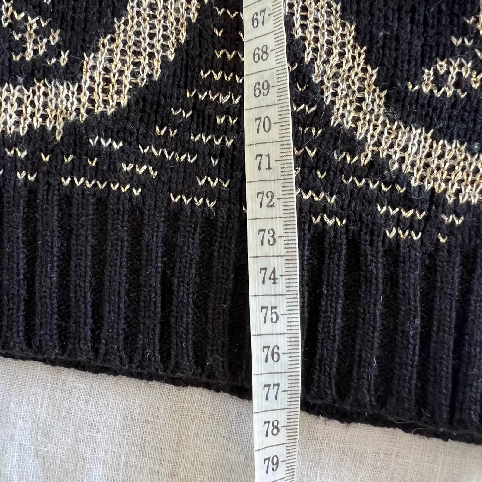 Vintage Ellen D Kollection Sweater ML Made in USA Black Gold Geometric Knit — photo 8 of 9