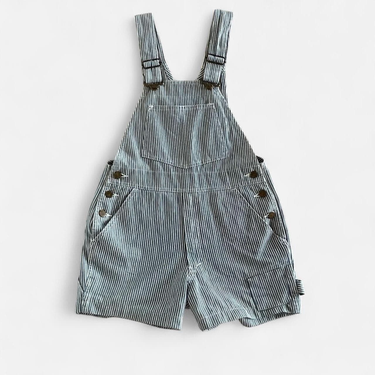Vintage Japanese Stripe Denim Shortalls XS Overalls Dungarees 90s Workwear — photo 1 of 8