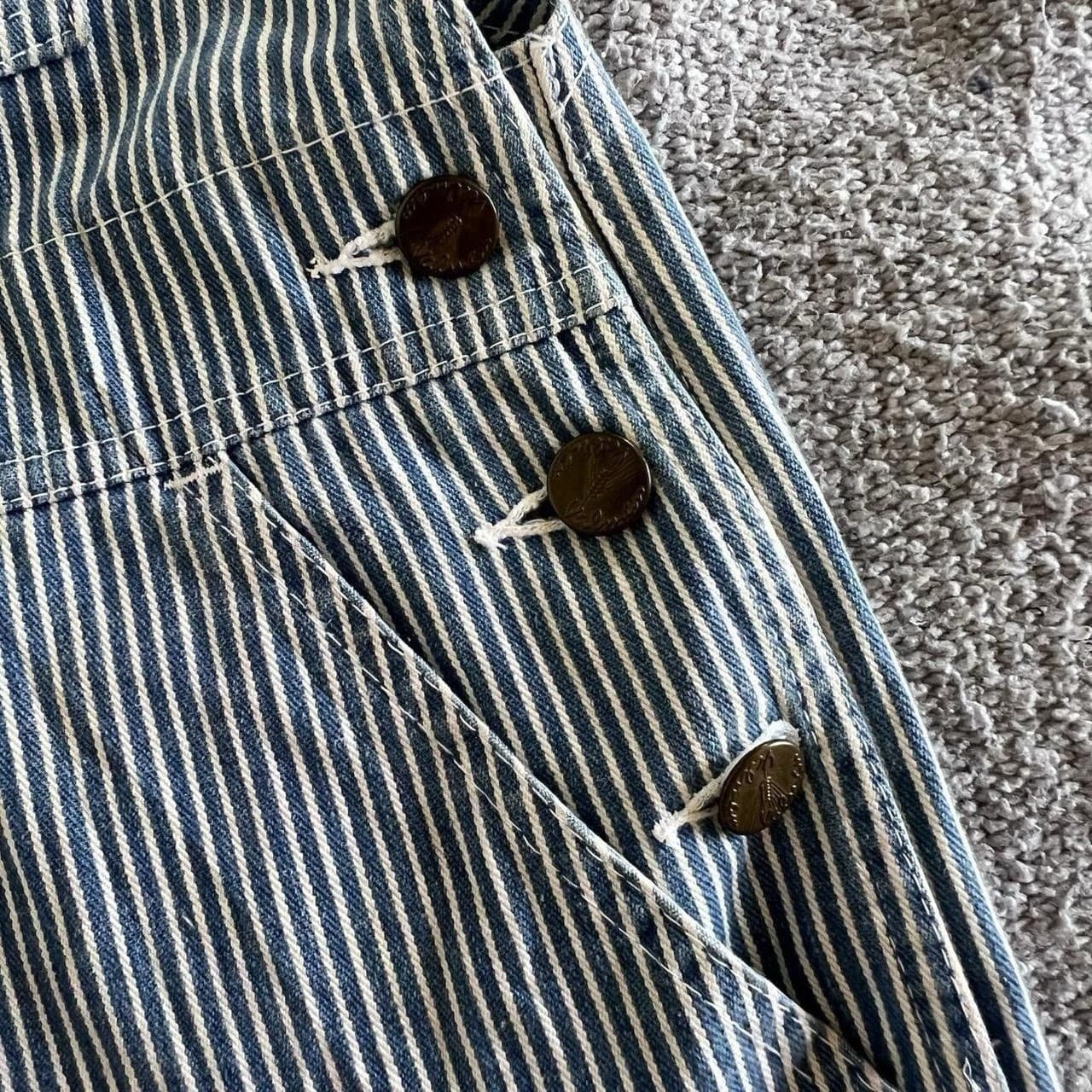 Vintage Japanese Stripe Denim Shortalls XS Overalls Dungarees 90s Workwear — photo 4 of 8
