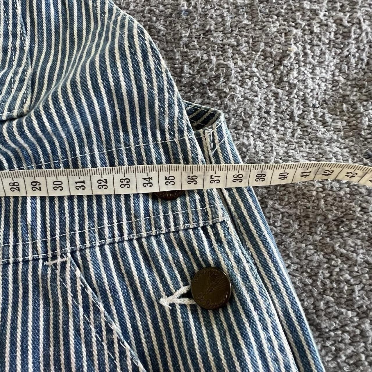 Vintage Japanese Stripe Denim Shortalls XS Overalls Dungarees 90s Workwear — photo 6 of 8