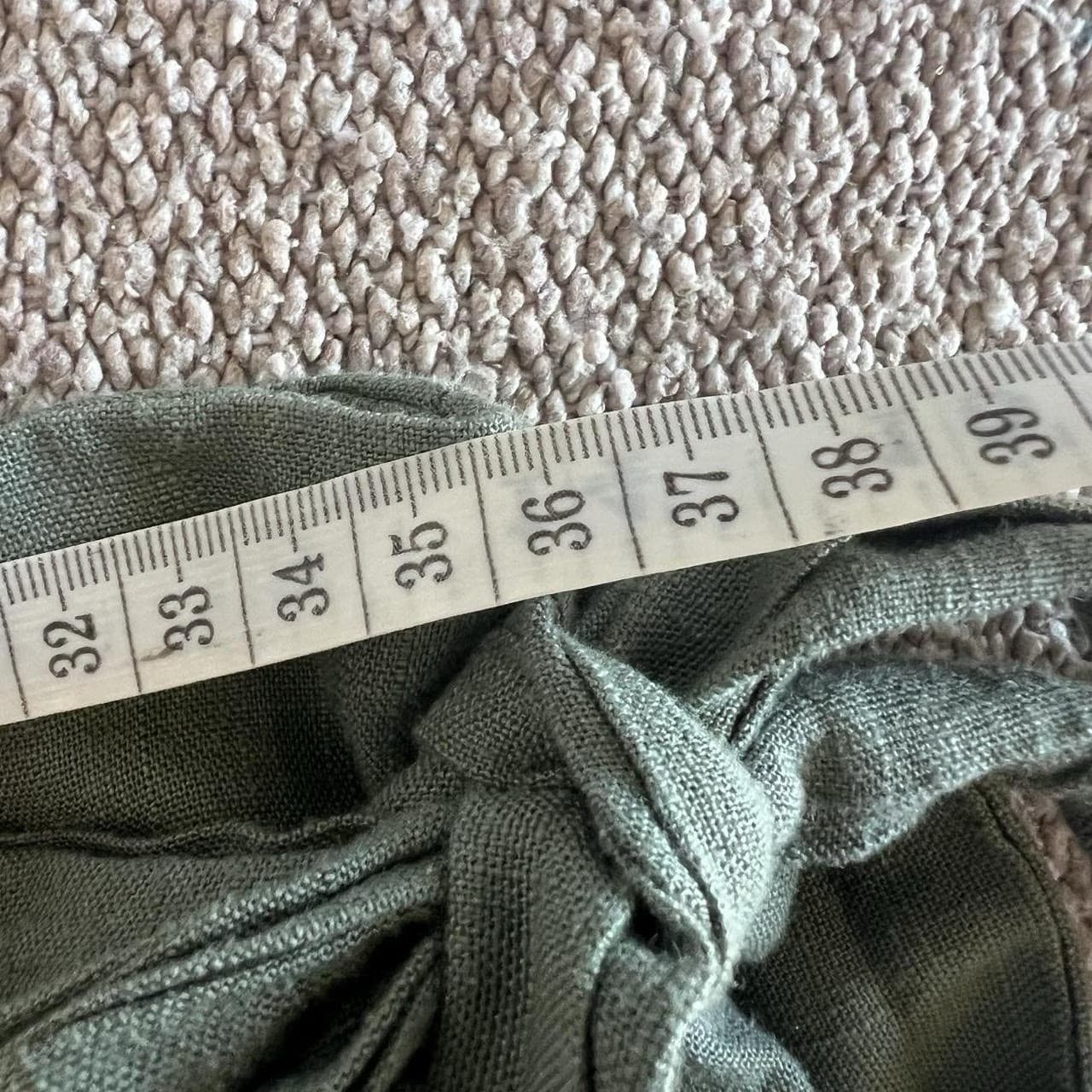 Ava Forest Green 100% Linen Wrap Mini Skirt 8 Ruffle Hem Boho Coastal Summer — photo 4 of 6