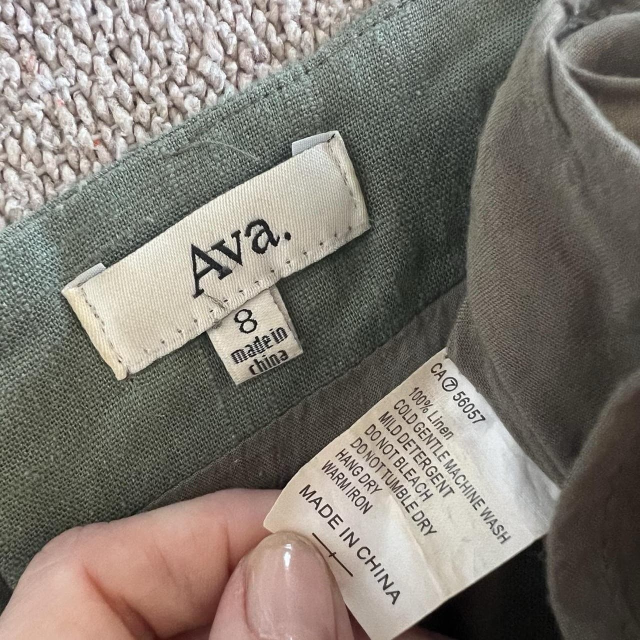 Ava Forest Green 100% Linen Wrap Mini Skirt 8 Ruffle Hem Boho Coastal Summer — photo 6 of 6