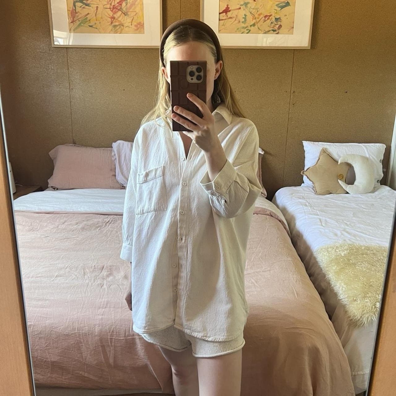 Solaqua Bone Linen Cotton Oversized Shirt S M Coastal Quiet Luxury — photo 2 of 8