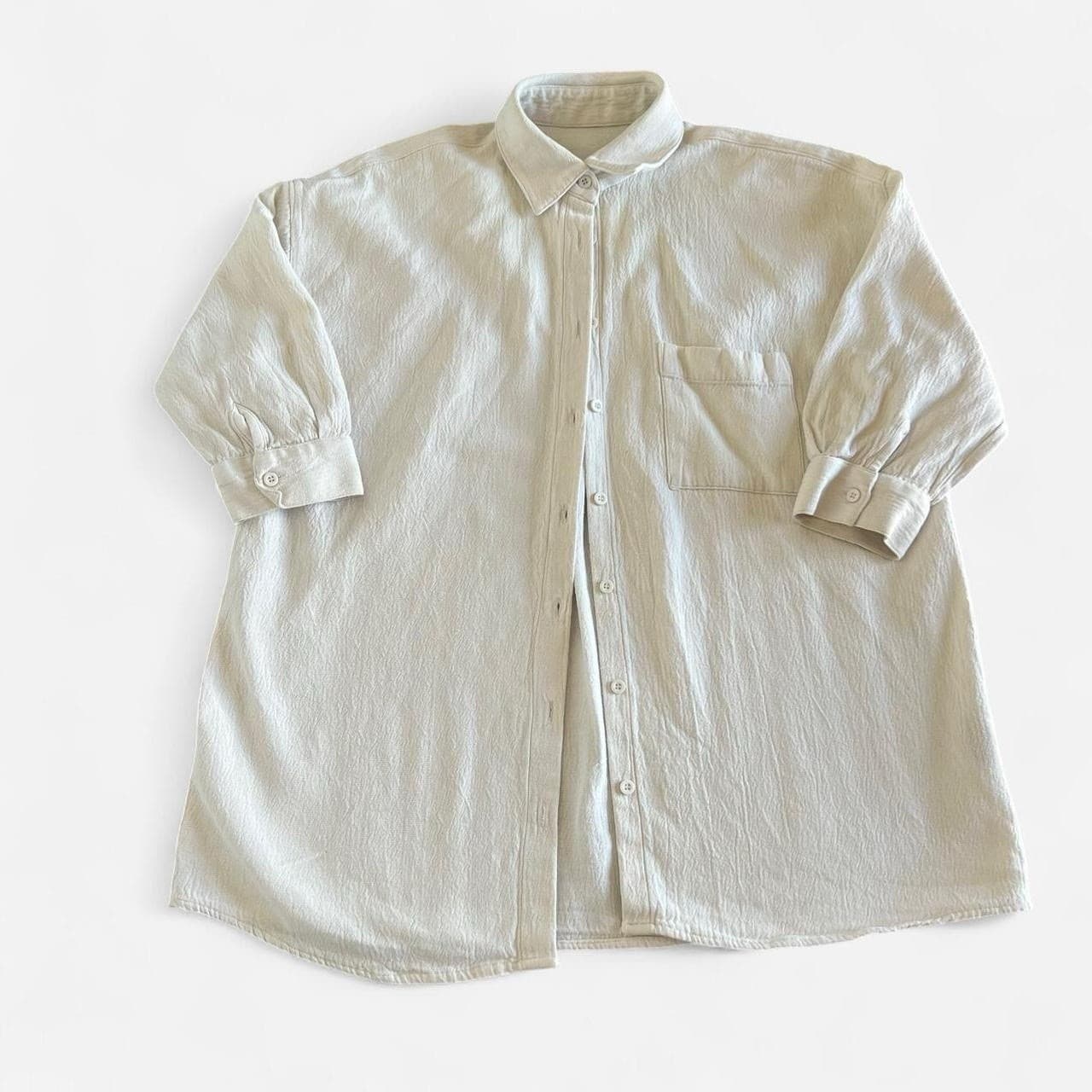 Solaqua Bone Linen Cotton Oversized Shirt S M Coastal Quiet Luxury — photo 5 of 8