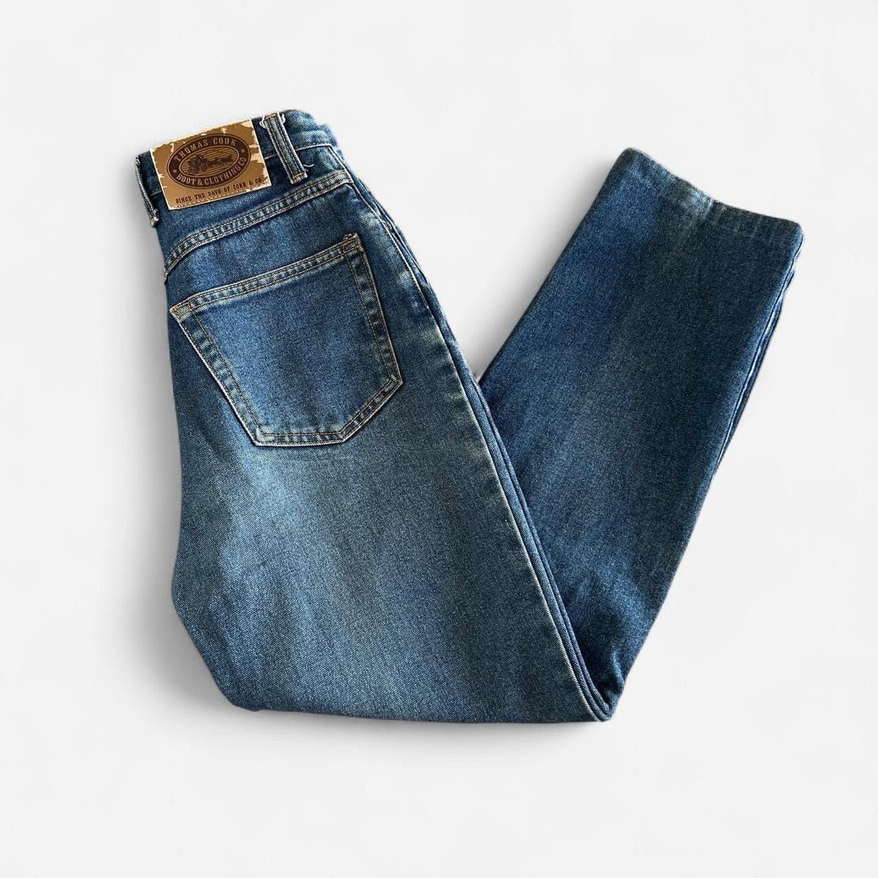 Vintage Thomas Cook Cotton Wool Denim Jeans 6 High Waisted Straight Leg Blue 90s — photo 1 of 11