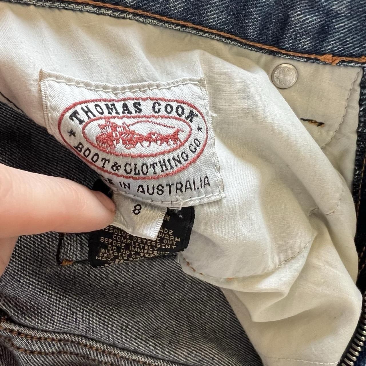 Vintage Thomas Cook Cotton Wool Denim Jeans 6 High Waisted Straight Leg Blue 90s — photo 11 of 11