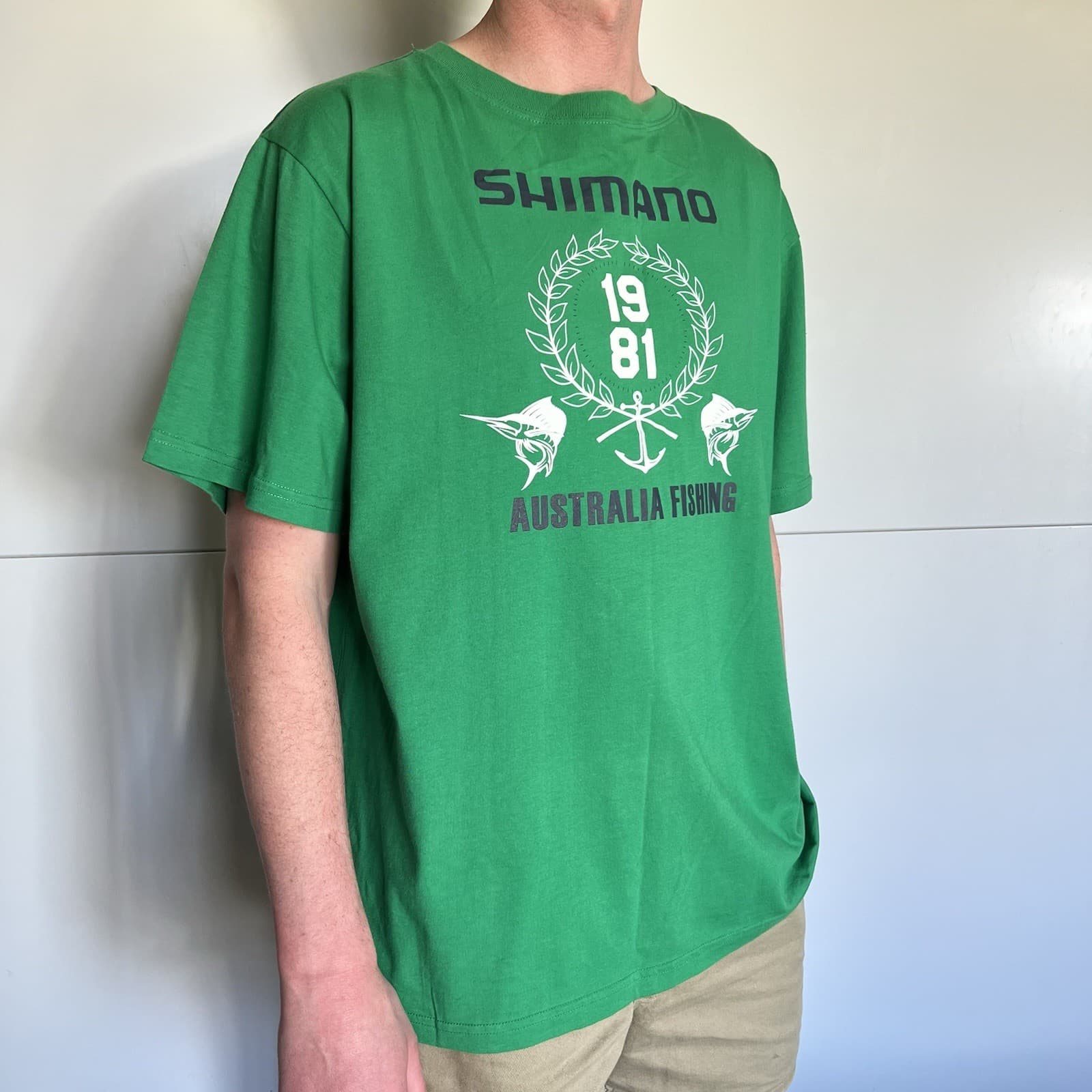 Shimano Fishing T-Shirt Size 2XL Green Outdoors Casual Cotton Camping — photo 1 of 7