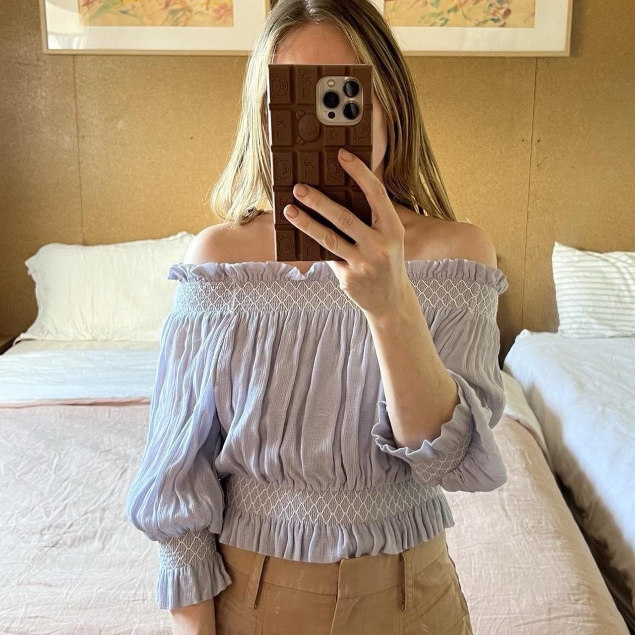 Alice McCall Joy Top Blue Lilac Off Shoulder Shirred Crop Ruffle Boho Festival 8 — photo 1 of 8