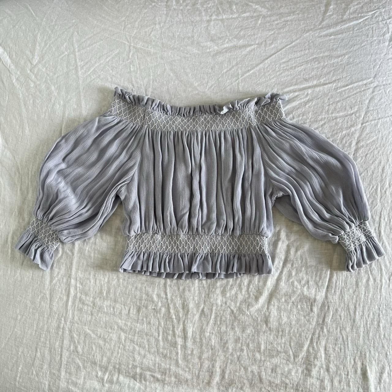Alice McCall Joy Top Blue Lilac Off Shoulder Shirred Crop Ruffle Boho Festival 8 — photo 2 of 8