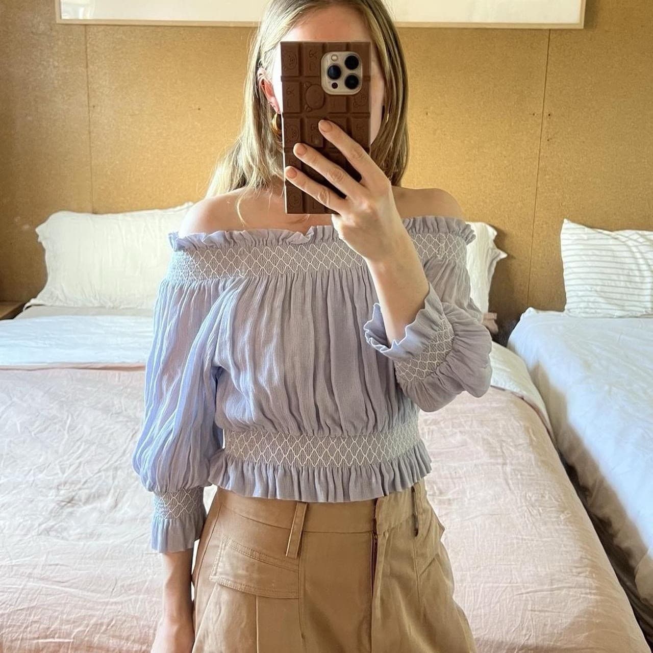 Alice McCall Joy Top Blue Lilac Off Shoulder Shirred Crop Ruffle Boho Festival 8 — photo 8 of 8