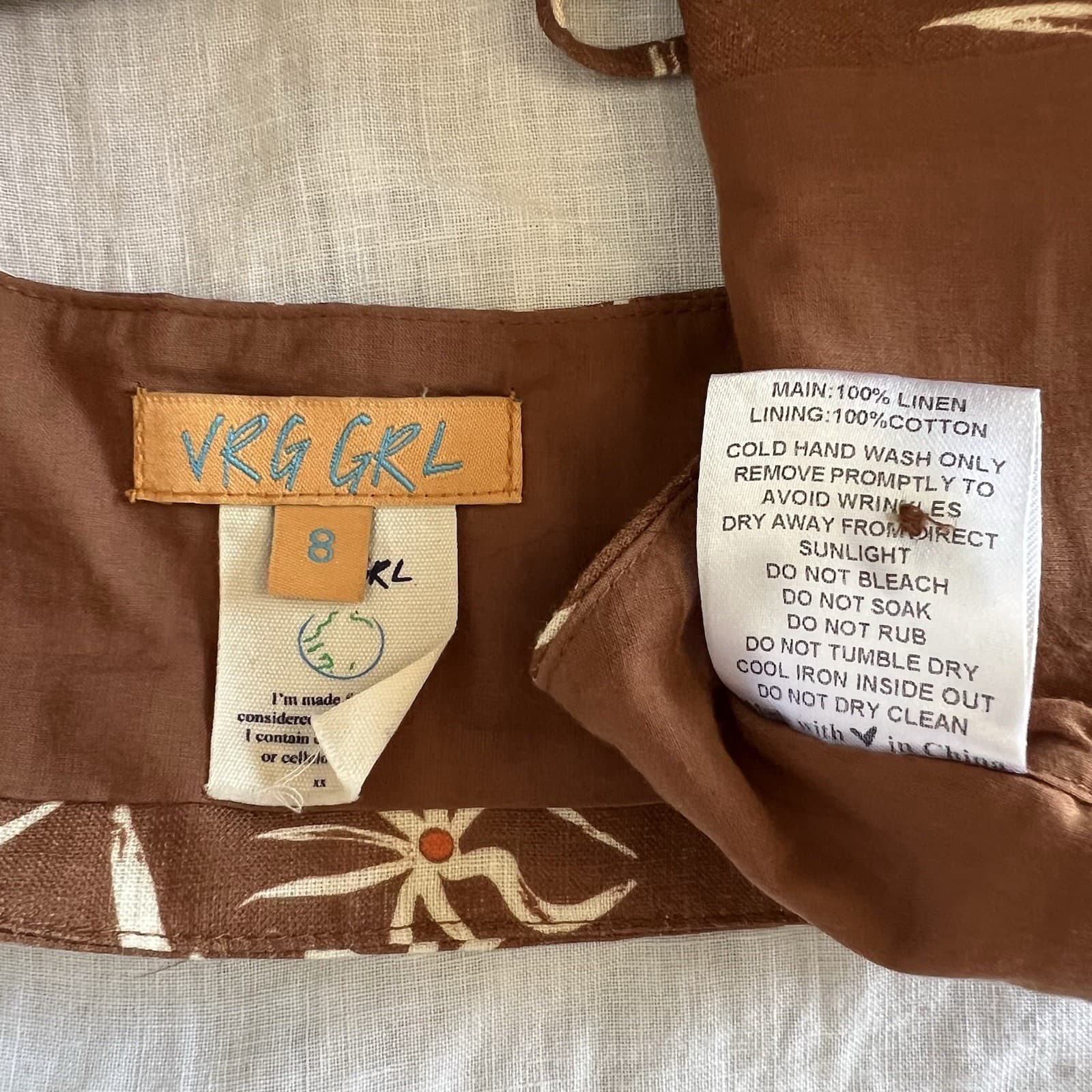 VRG GRL Los Cabos Linen Vest Top Brown Floral Halter Neck Waistcoat Summer 8 — photo 7 of 7