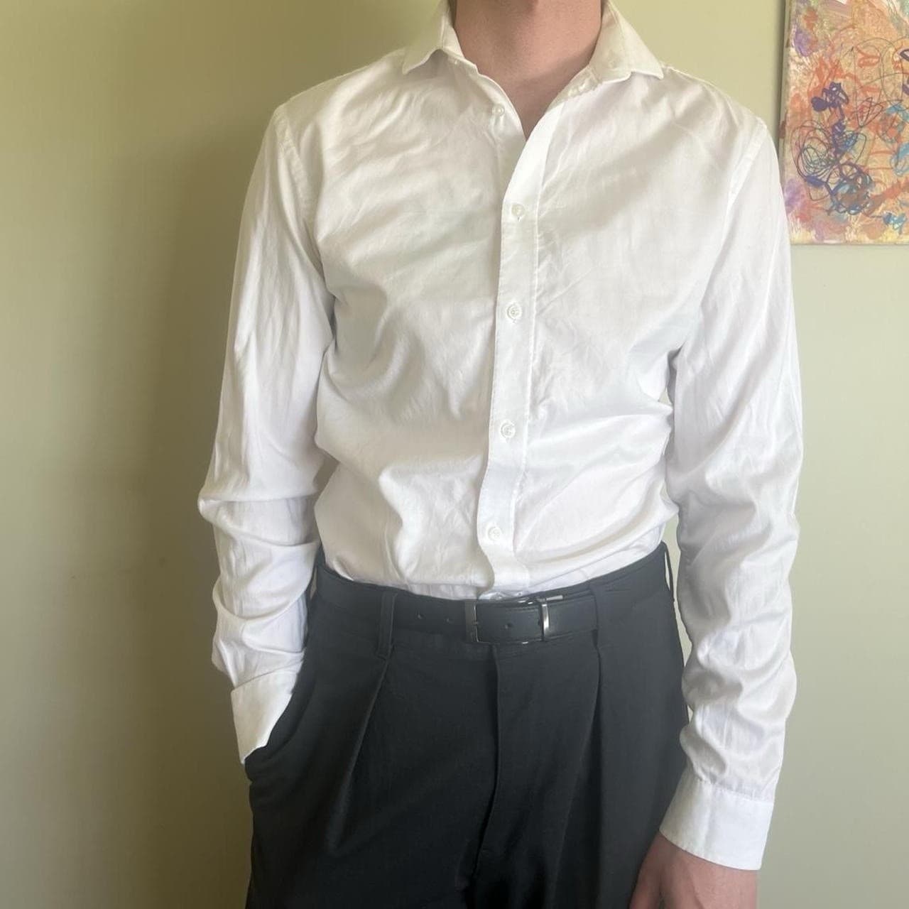 Country Road White Shirt Mens S Slim Fit 2-Ply Cotton Oxford Button Up Business — photo 3 of 9
