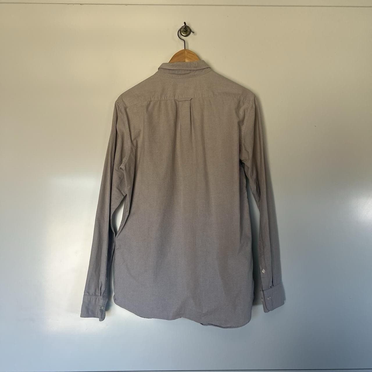 Uniqlo Men M Grey Oxford Shirt Slim Fit Cotton Button Down Long Sleeve Casual — photo 5 of 10