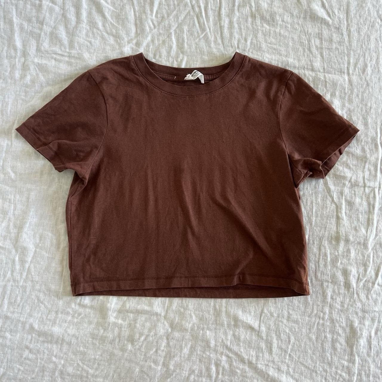Cotton On Chocolate Brown Baby Tee Cropped T-Shirt Boxy Cotton Top M — photo 1 of 7