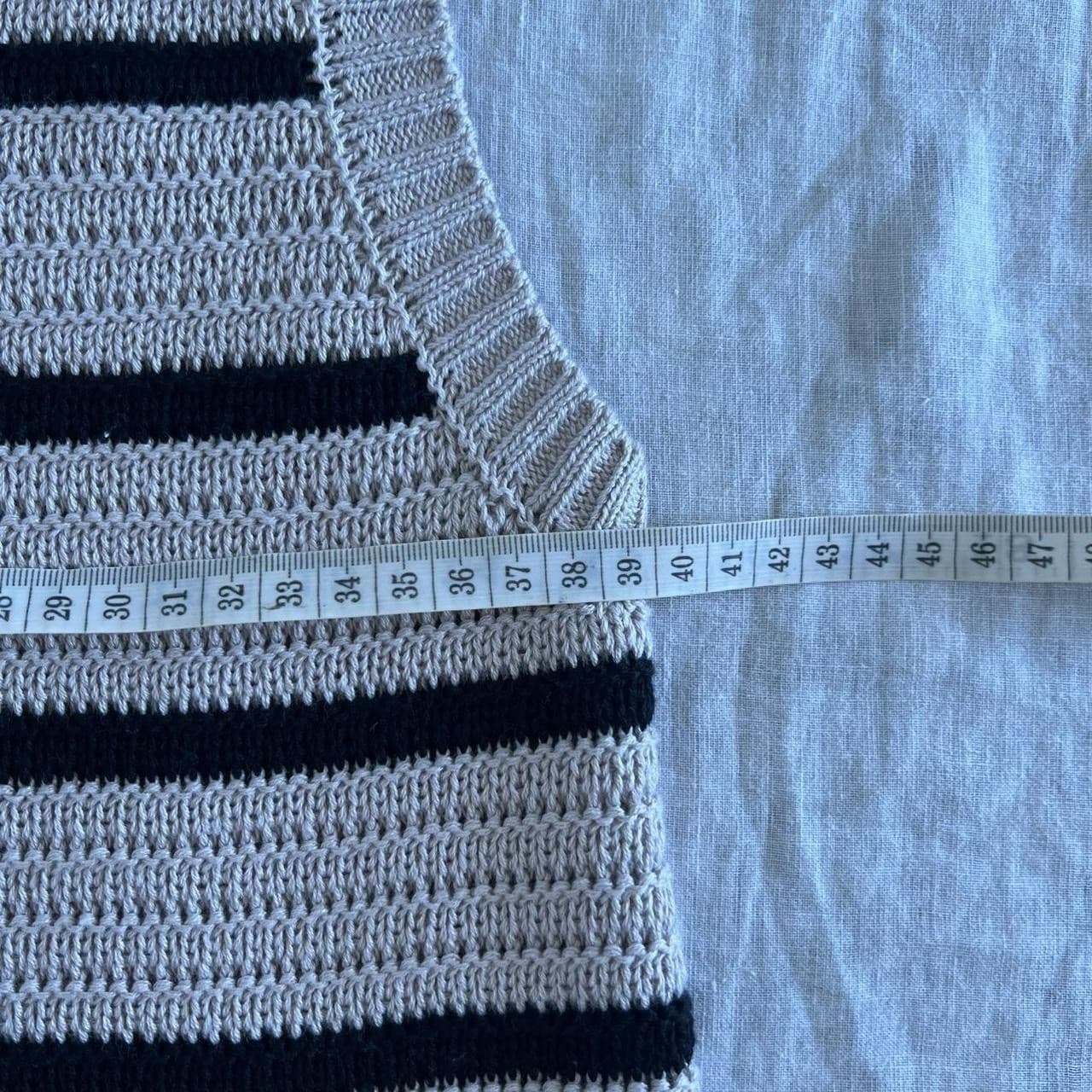 Striped Knit Vest Beige Black Button Waistcoat French Girl Cottagecore Boho 8 — photo 6 of 8