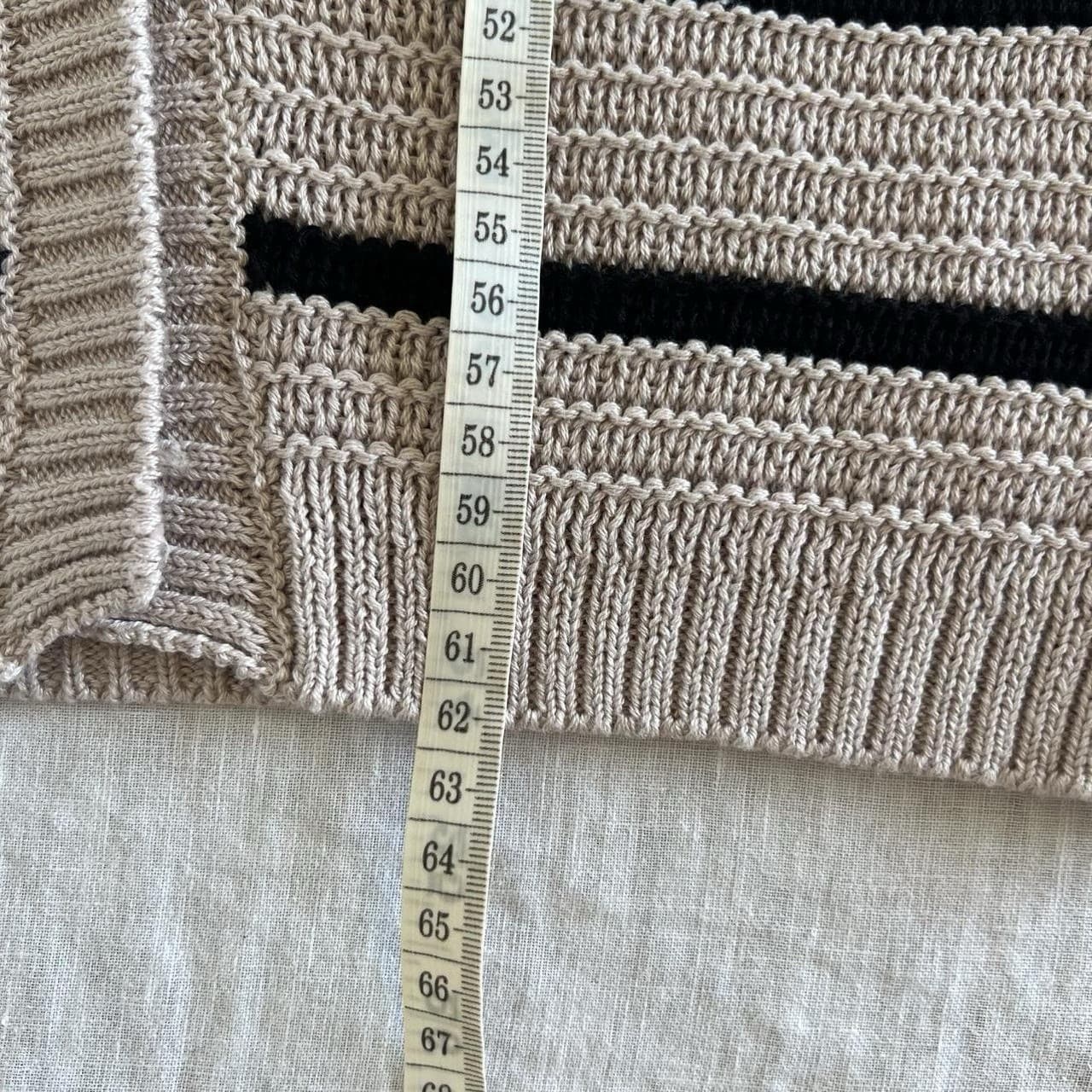Striped Knit Vest Beige Black Button Waistcoat French Girl Cottagecore Boho 8 — photo 7 of 8