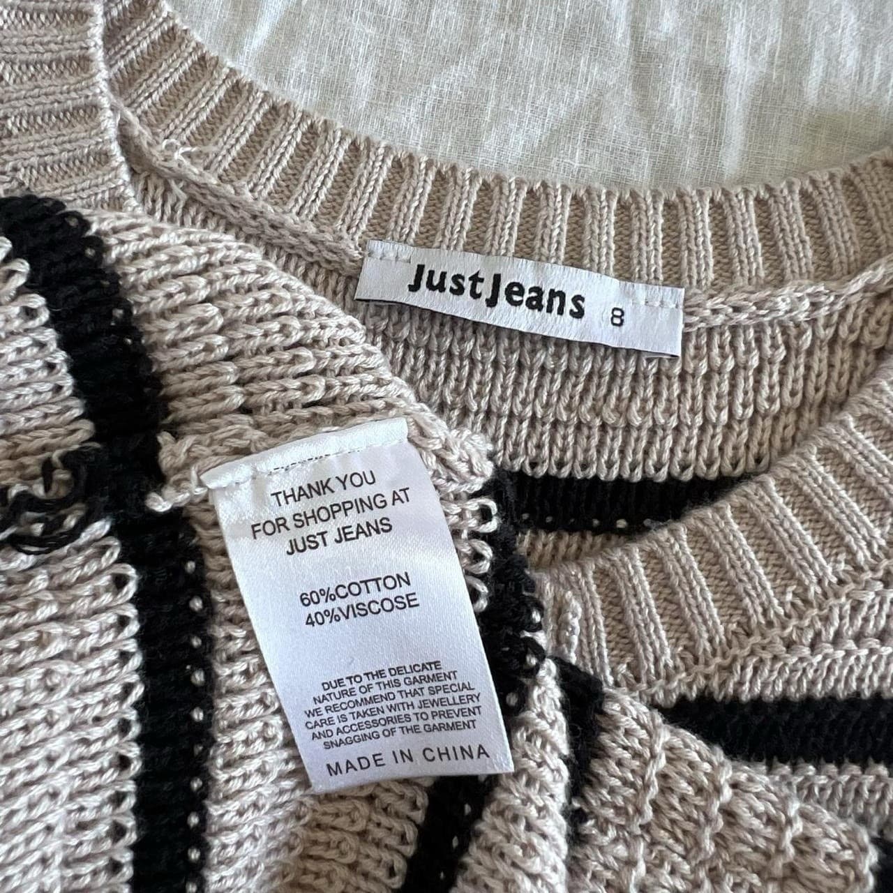 Striped Knit Vest Beige Black Button Waistcoat French Girl Cottagecore Boho 8 — photo 8 of 8