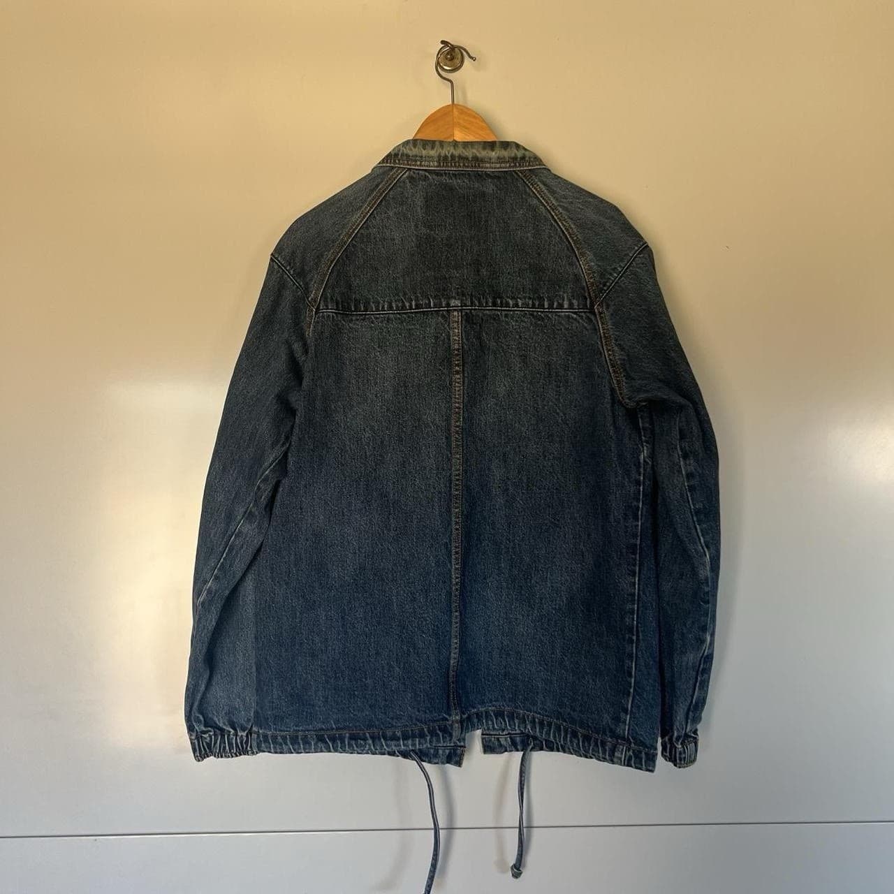 Oversized Denim Barn Coat Chore Jacket Longline Indigo Workwear Utility M — photo 4 of 10