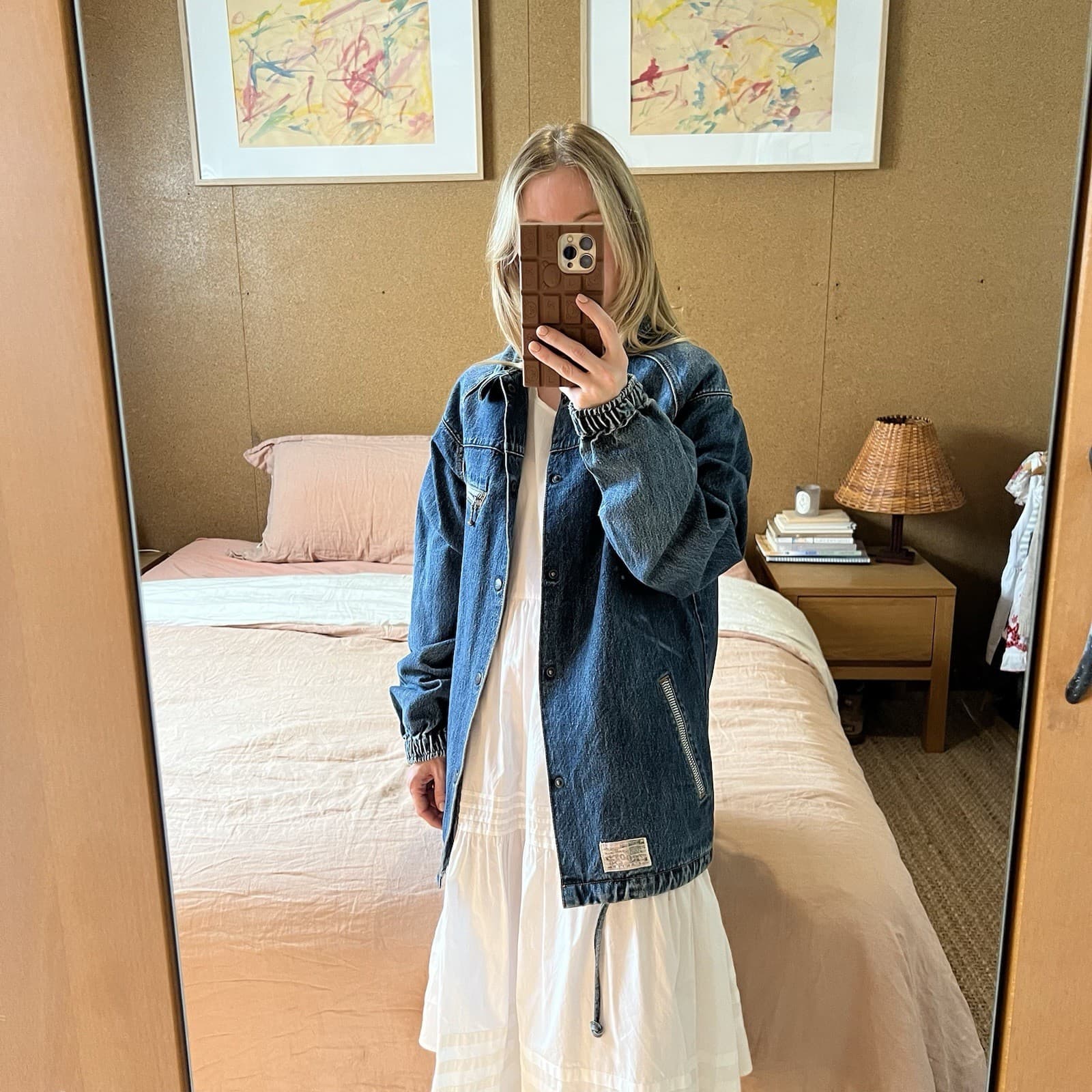 Oversized Denim Barn Coat Chore Jacket Longline Indigo Workwear Utility M — photo 10 of 10