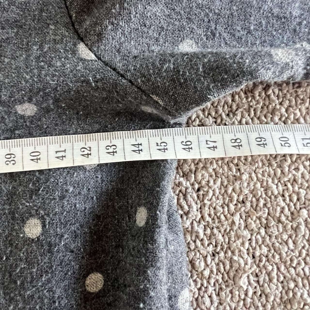 Grey Polka Dot Dress Dark Academia Winter Wool Feel Long Sleeve Button Up S M — photo 6 of 8