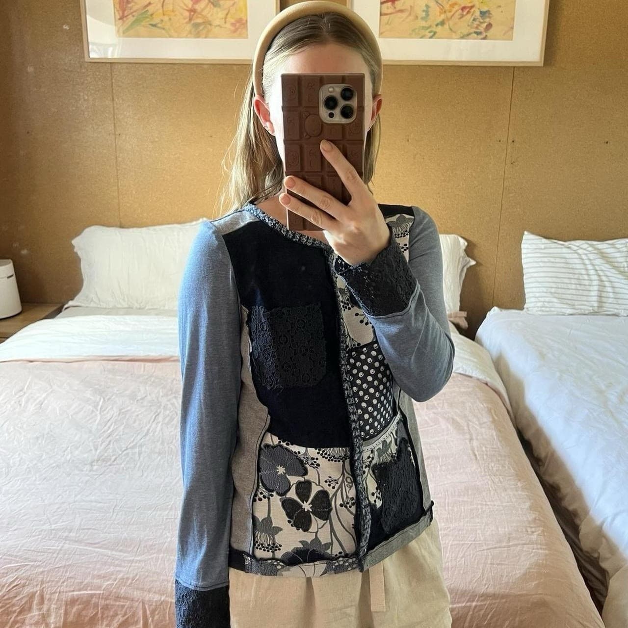 Linea Tesini Patchwork Cardigan Blue Multi Knit Lace Y2K Indie Sleaze Archive 10 — photo 2 of 8
