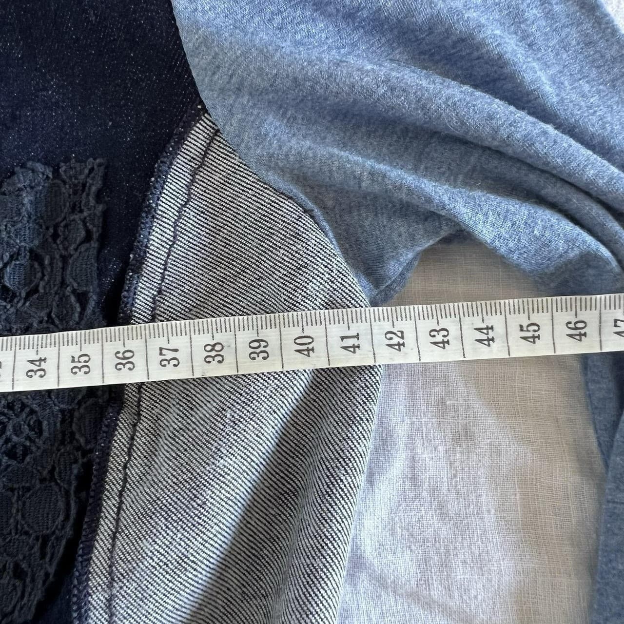 Linea Tesini Patchwork Cardigan Blue Multi Knit Lace Y2K Indie Sleaze Archive 10 — photo 5 of 8