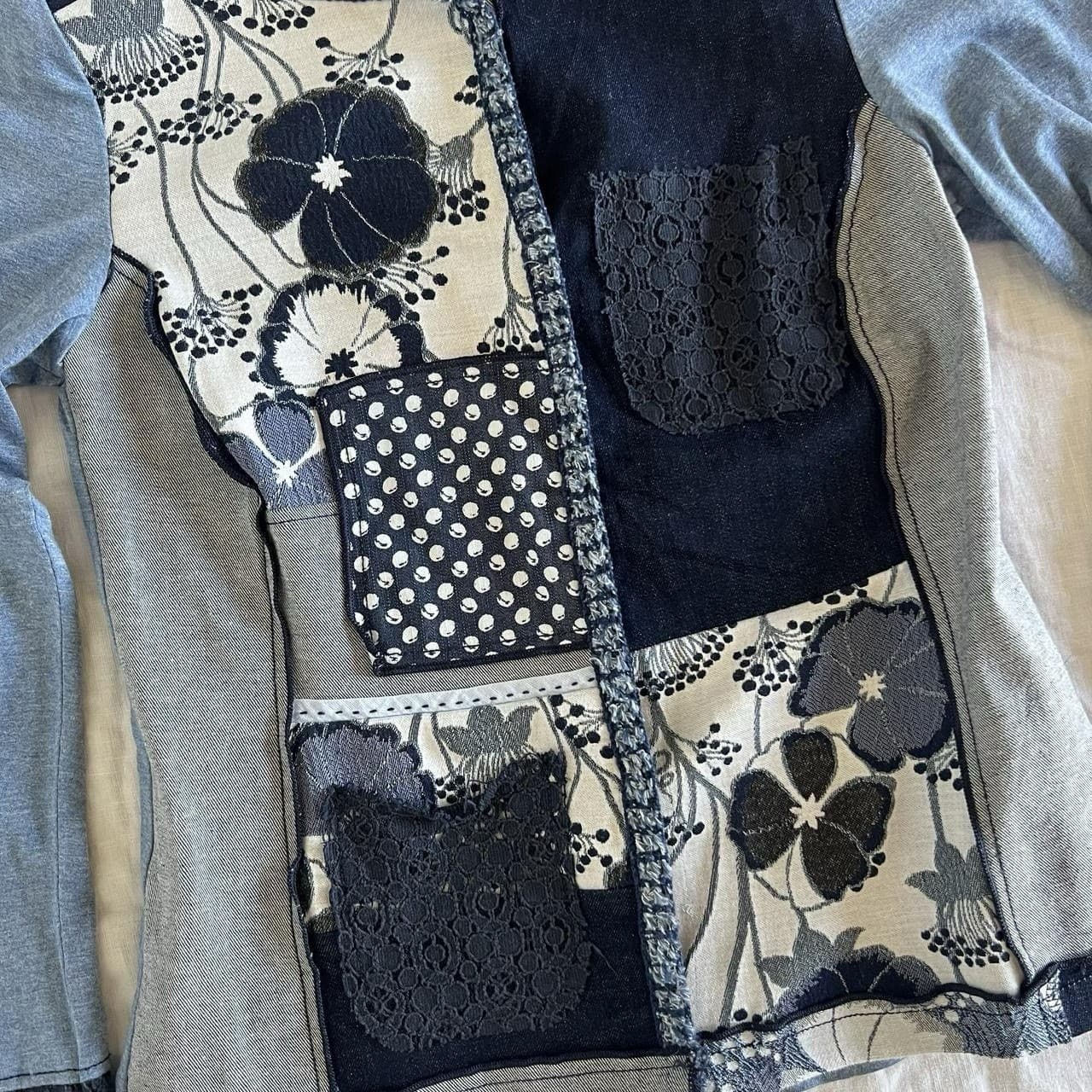 Linea Tesini Patchwork Cardigan Blue Multi Knit Lace Y2K Indie Sleaze Archive 10 — photo 8 of 8