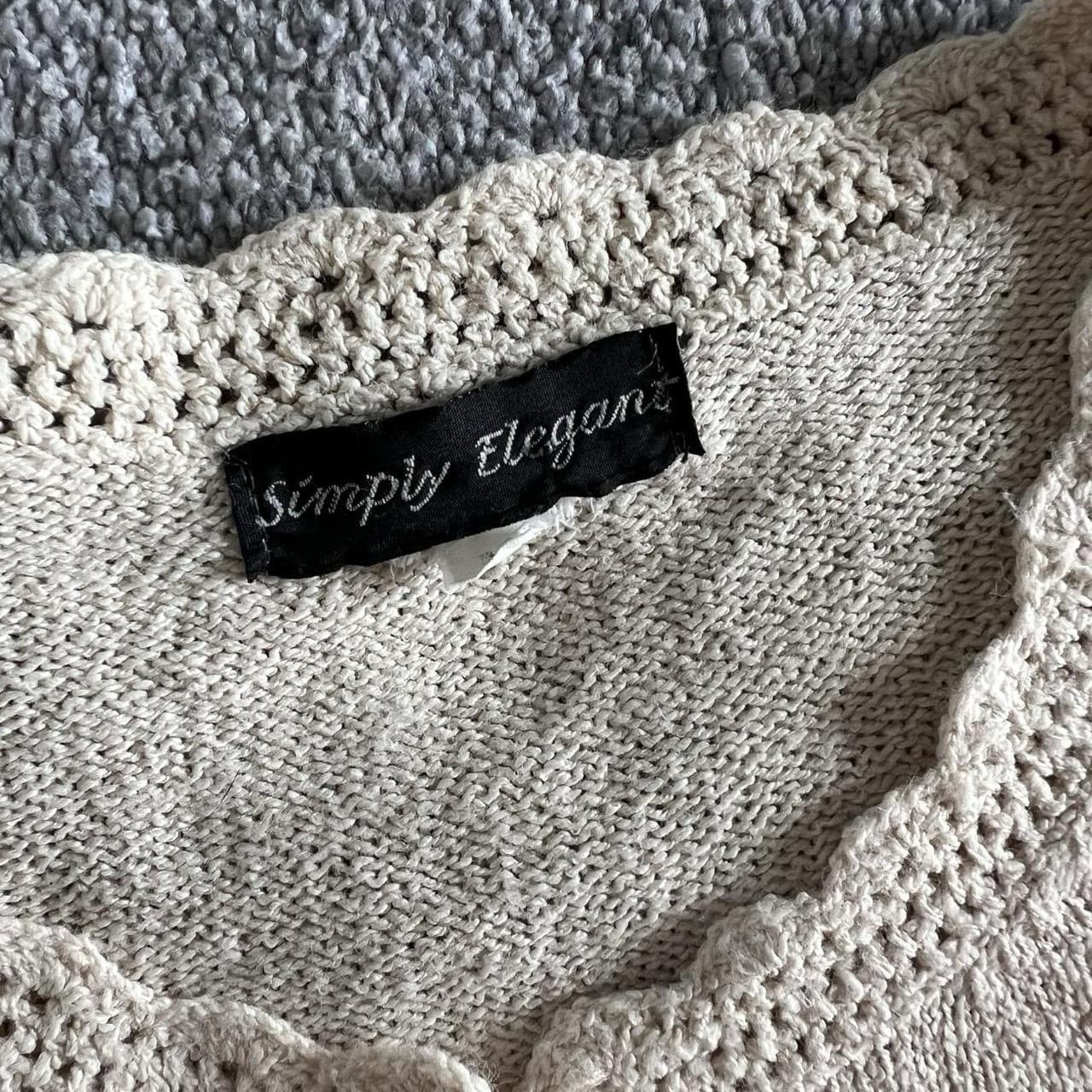 Vintage Cream Knit Cardigan Embroidered Floral Pastel Pearl Button Crochet M S — photo 5 of 8