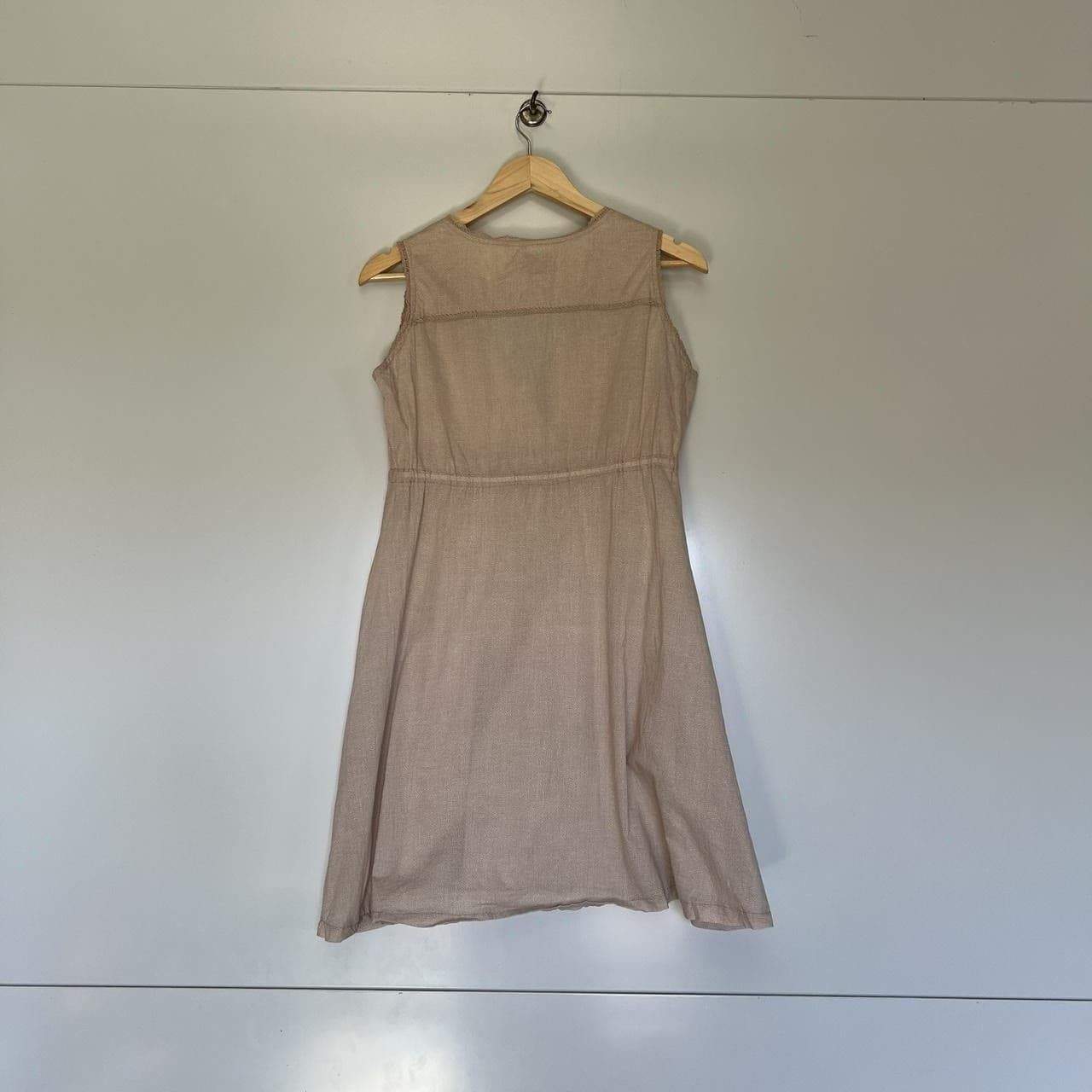 Capture Vintage Boho Beige Polka Dot Dress Cotton Milkmaid Lace Wrap Mini 10 — photo 4 of 8