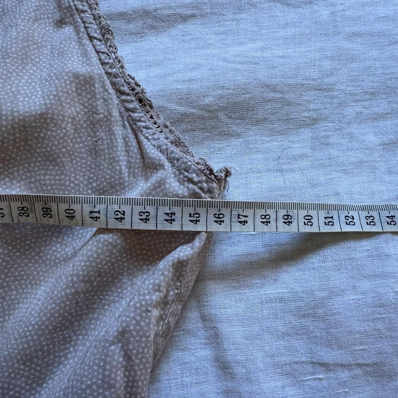Capture Vintage Boho Beige Polka Dot Dress Cotton Milkmaid Lace Wrap Mini 10 — photo 5 of 8