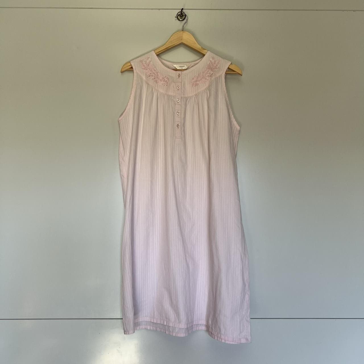 Vintage Givoni Pink Cotton Blend Nightie Dress Embroidered Cottagecore Boho M 12 — photo 3 of 8