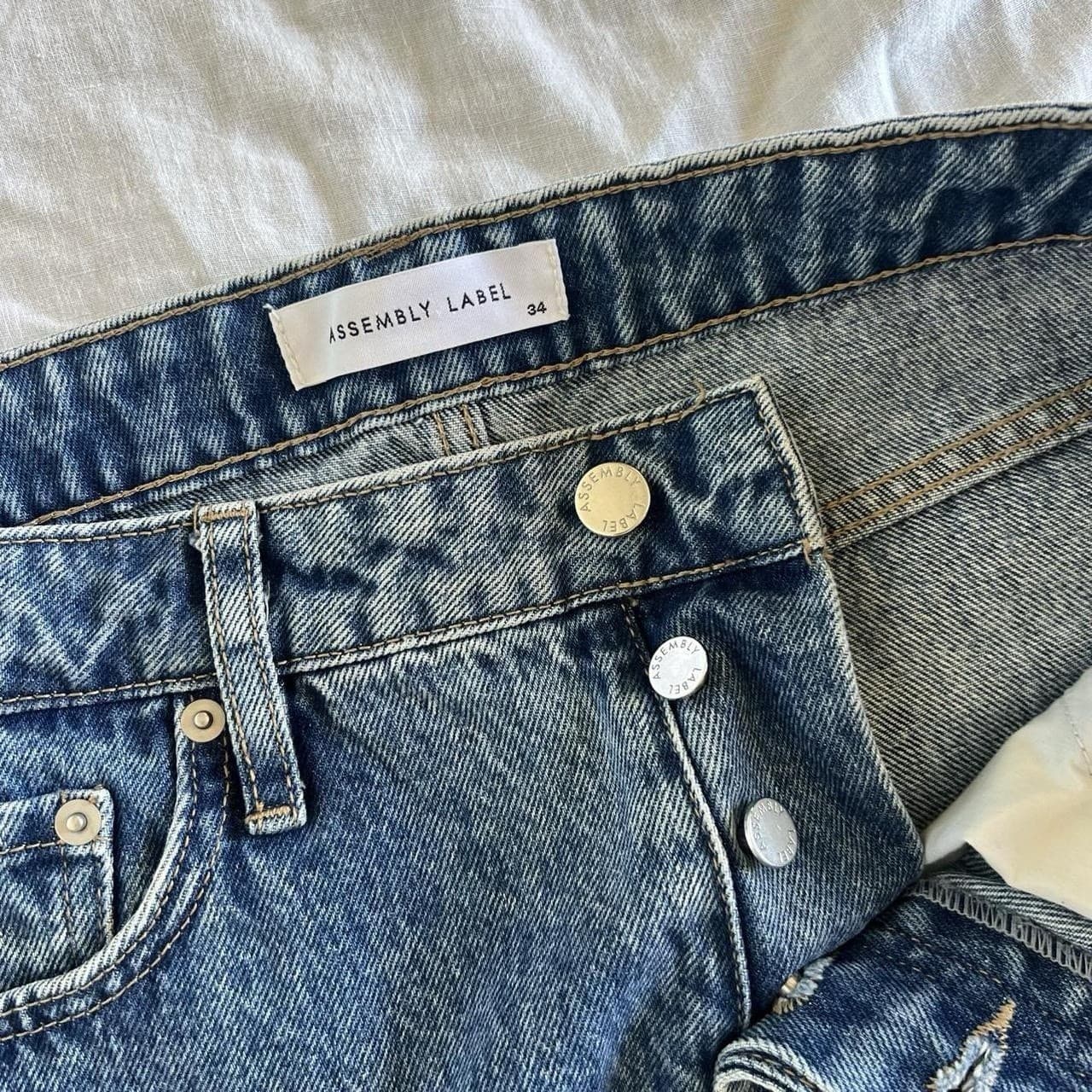 Assembly Label Vintage Boho Womens Relaxed Fit Wide Straight Jeans Mid Wash 34 — photo 7 of 8