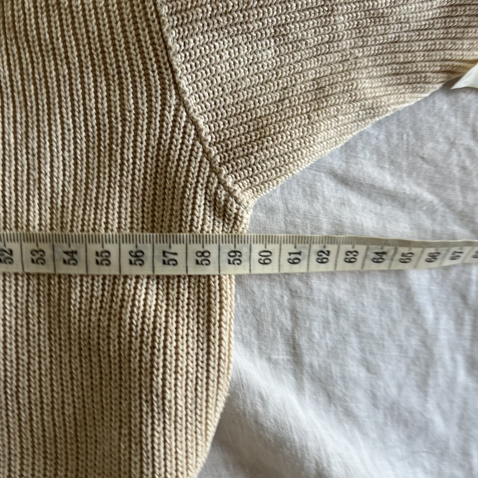 Feather Noise Cream Cotton Ribbed Knit Tee Boxy Coastal Grandmother Beige ML — photo 5 of 8