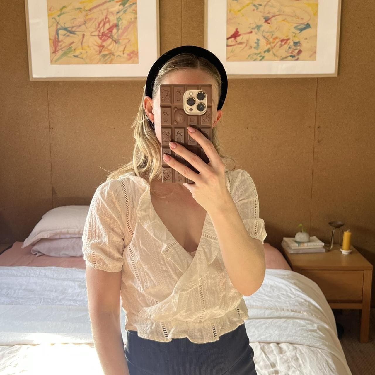 Kookai White Cotton Eyelet Lace Wrap Blouse Cottagecore Ruffle Summer Top 34 6 — photo 7 of 8