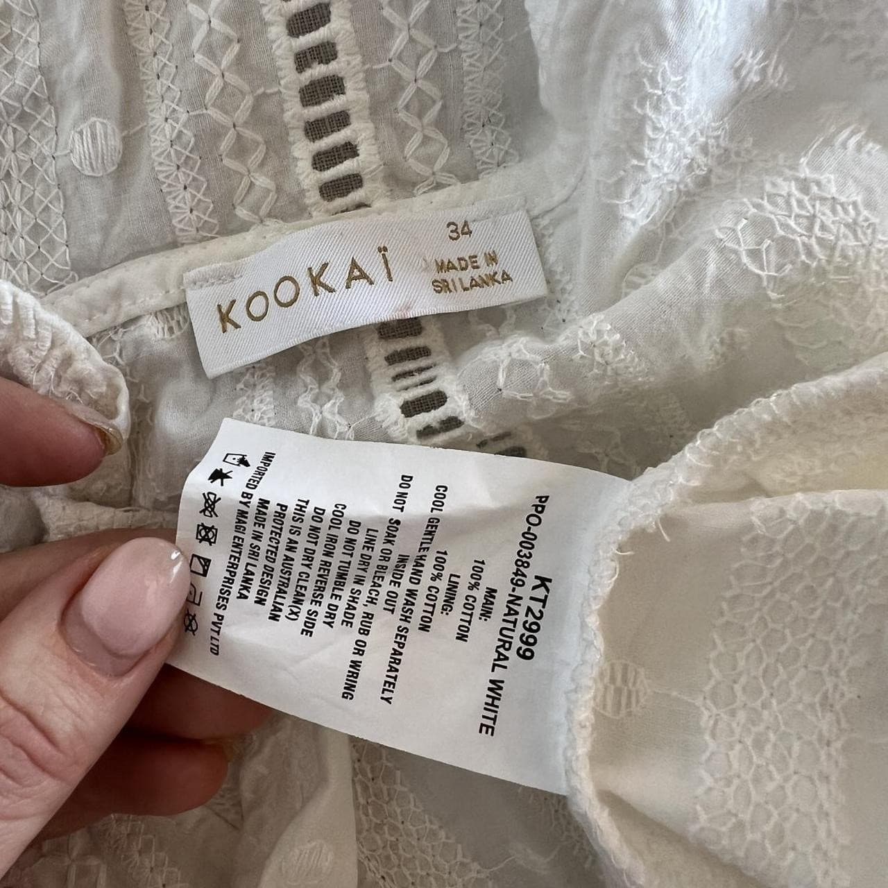 Kookai White Cotton Eyelet Lace Wrap Blouse Cottagecore Ruffle Summer Top 34 6 — photo 8 of 8