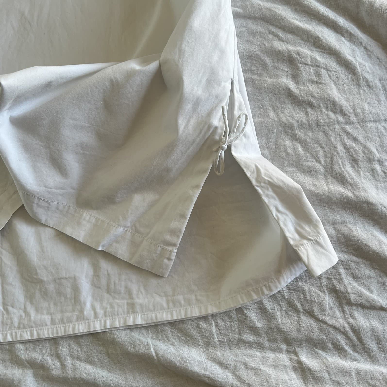 Foemina Izzy White Organic Cotton Poplin Tunic Top V Neck Side Tie Luxury 14 L — photo 8 of 9