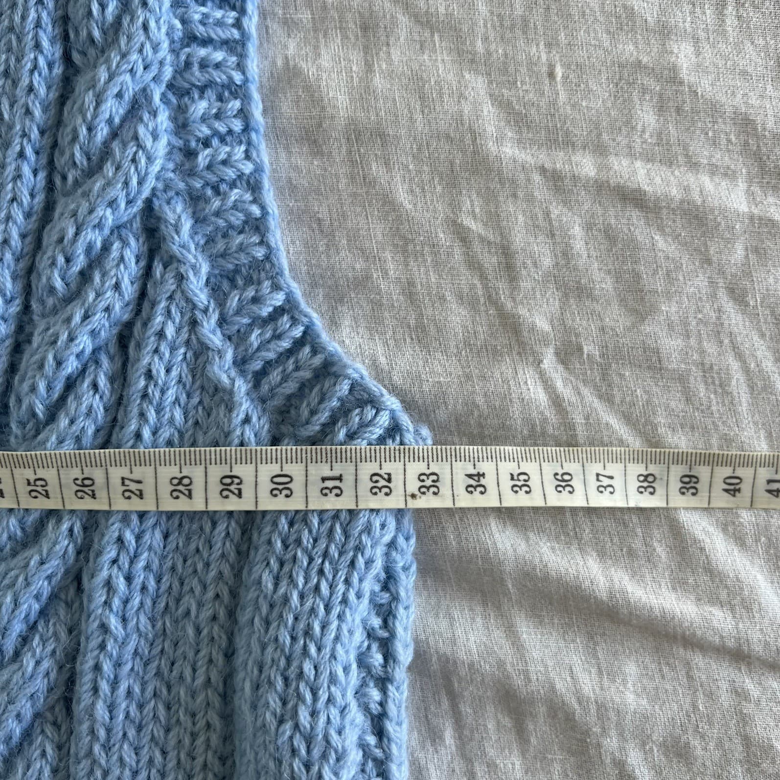 Handmade Cable Knit Sweater Vest Blue V-Neck Cotton Blend Tank Vintage Style XS — photo 8 of 9