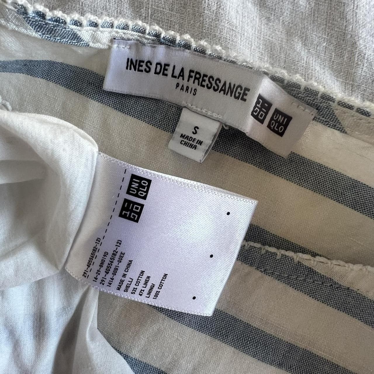 Ines De La Fressange Uniqlo Dress Stripe Cotton Linen French Chic Coastal Midi S — photo 8 of 8