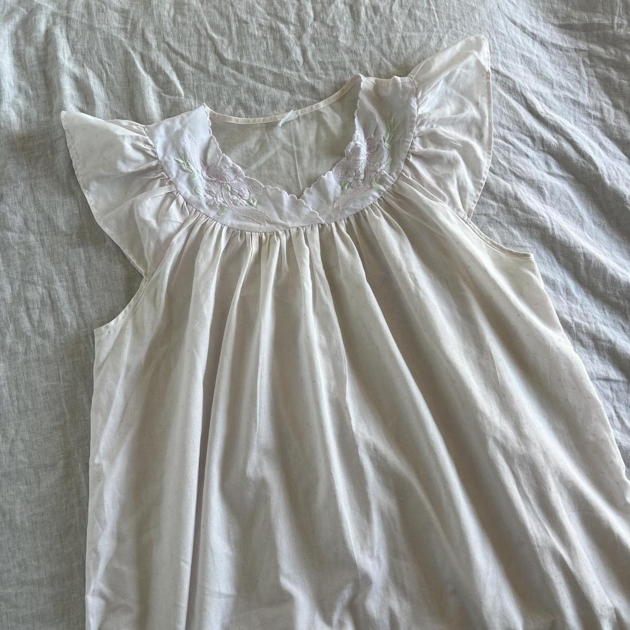Vintage Pink Prairie Nightgown Dress Floral Embroidered Swiss Dot Cottagecore 16 — photo 1 of 9
