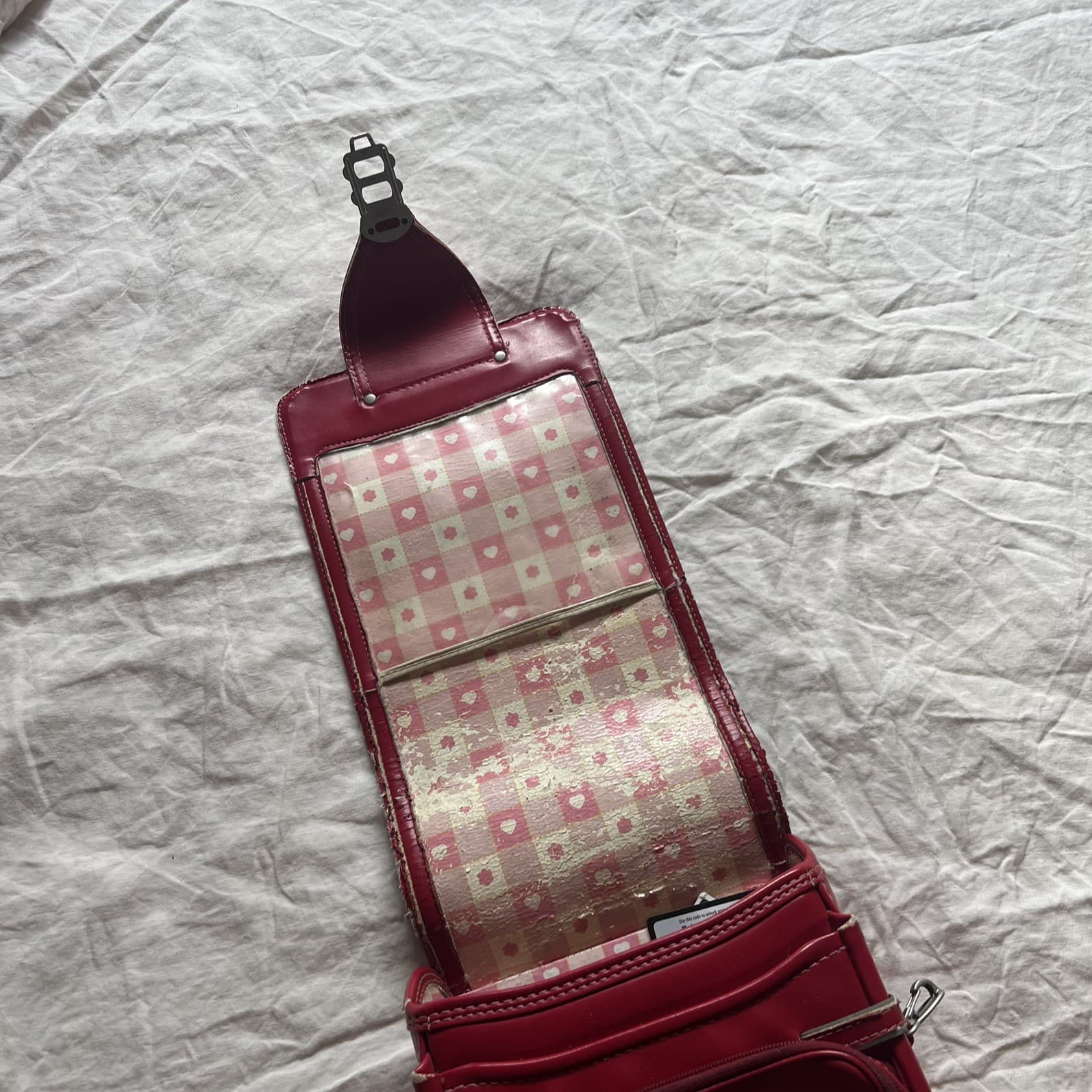 Vintage Japanese Randoseru Backpack Red Cream Hearts J-Fashion Harajuku — photo 8 of 16