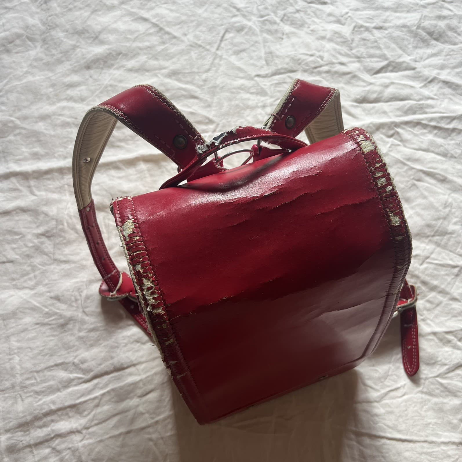 Vintage Japanese Randoseru Backpack Red Cream Hearts J-Fashion Harajuku — photo 9 of 16