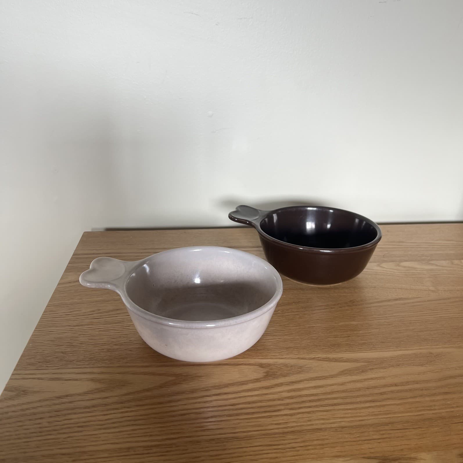 Vintage 70s Japan Stoneware Soup Bowls Set 2 Tonsui Single Handle Cereal Meal — photo 2 of 12