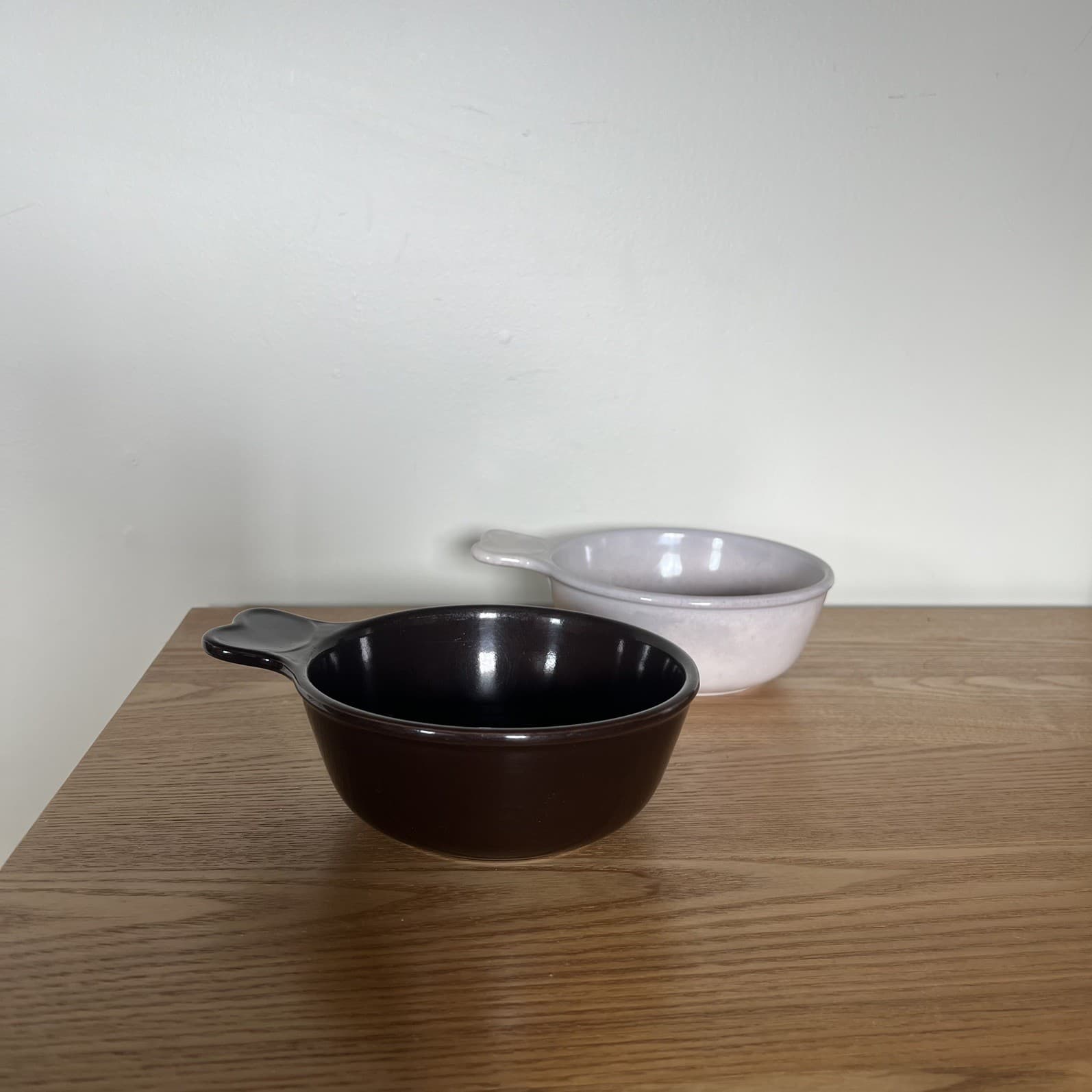 Vintage 70s Japan Stoneware Soup Bowls Set 2 Tonsui Single Handle Cereal Meal — photo 5 of 12
